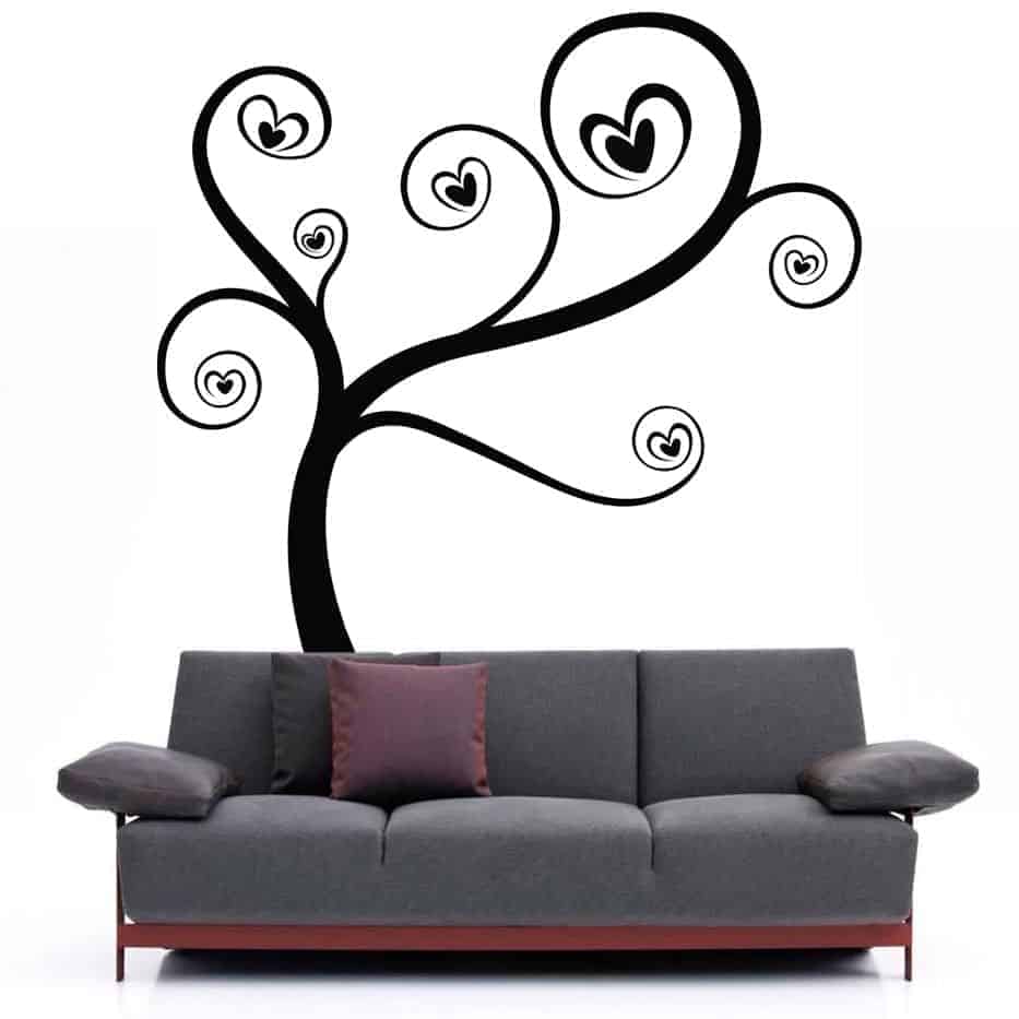 Træ Med Hjerter - Wallsticker