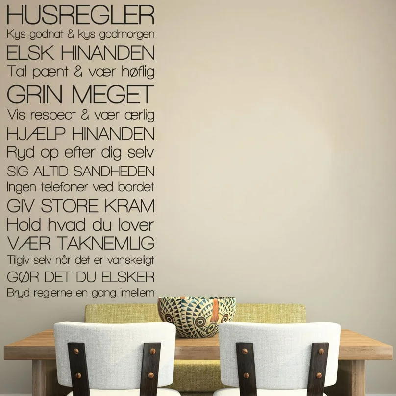 Husregler - V2 - Wallsticker